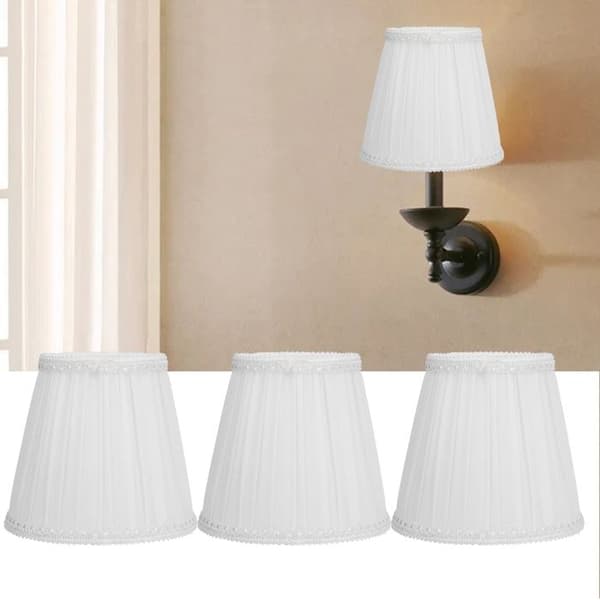 3-pack lampskärmar i tyg – E14 klämma vit – modern veckad – för sovrum vardagsrum hotell
