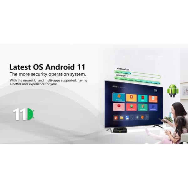 Android TV-box - RNCYN - TX3 mini - Android 10 - Quad Core - 8K - WiFi 2.4G/5GHz - Ethernet 100MBps - USB 2.0