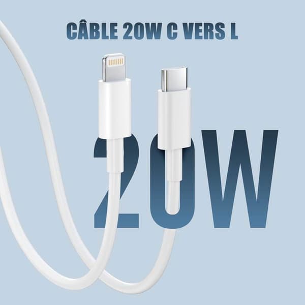 2-pak hurtigoplader til iPhone, 20W PD USB-C vægstik med 2m USB-C til Lightning-kabel til iPhone 14/14 Pro/13/13