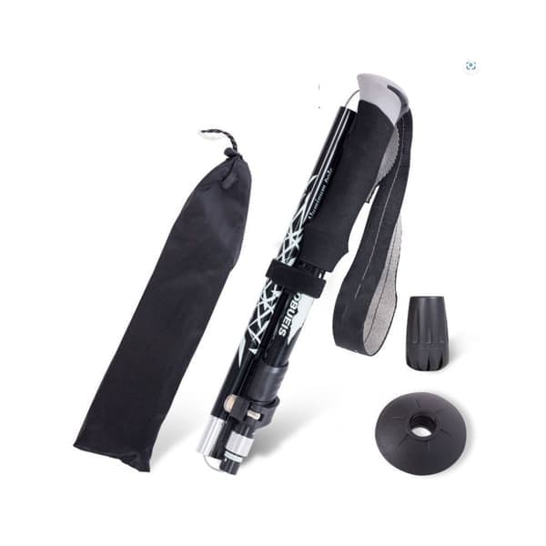 Trekkingstave Sammenfoldelige Vandrestave - Trekkingstave i Aluminiumslegering med Quick Release System, Teleskopiske, Sammenfoldelige, Ultralette til Vandring Black long
