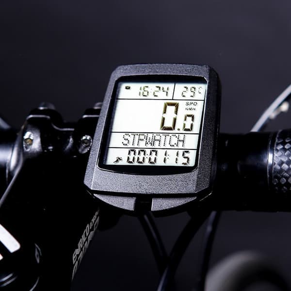 Trådløs vanntett sykkelcomputer - Speedometer/kilometerteller med berørings-LCD for sykling white light