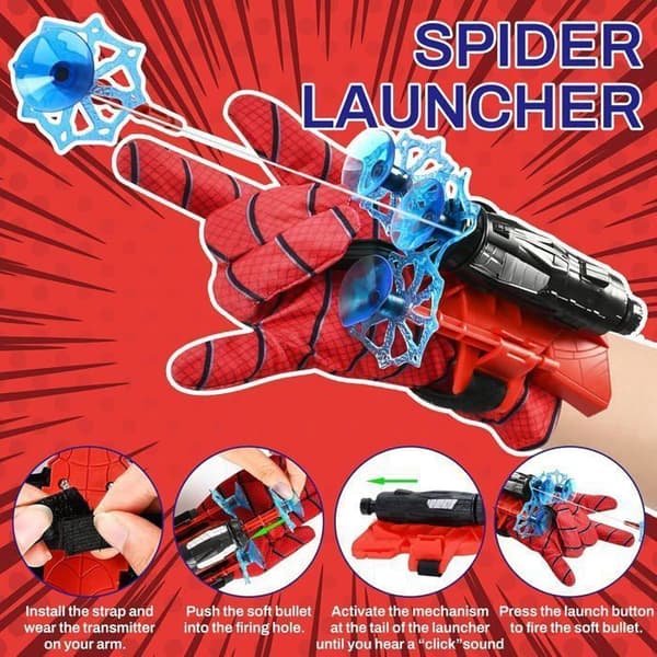 Set med 2 Spiderm Launcher-handskar, Spiderm Launcher Launcher-handskar handledsleksaker Spider Hero Launcher