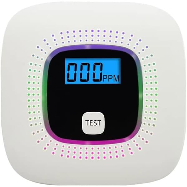 Kolmonoxiddetektor med digital display och utbytbart batteri