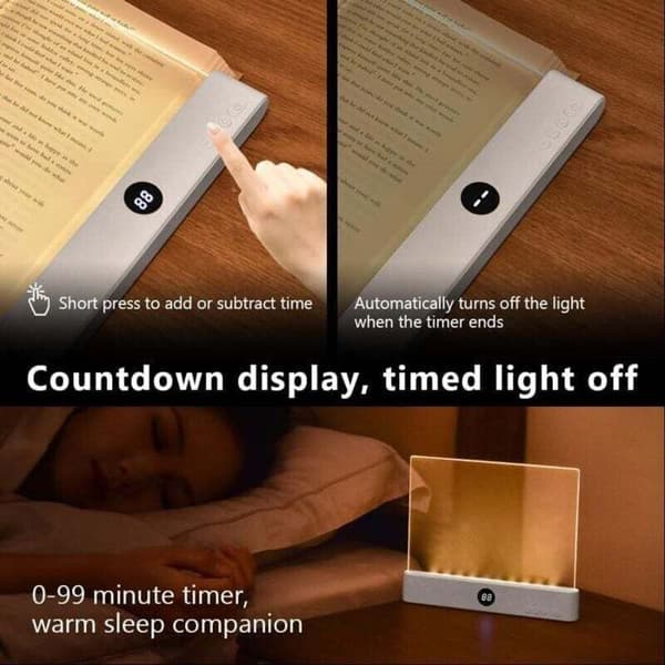 Flat LED-boklampe - Fleksibelt leselys og øyebeskyttelse - USB-lommelykt for seng, fly, reise - Hvitt design