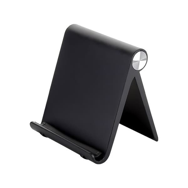 Matkapuhelinteline, pöytäpuhelinteline ja tablettiteline säädettävällä kulmalla (musta)
