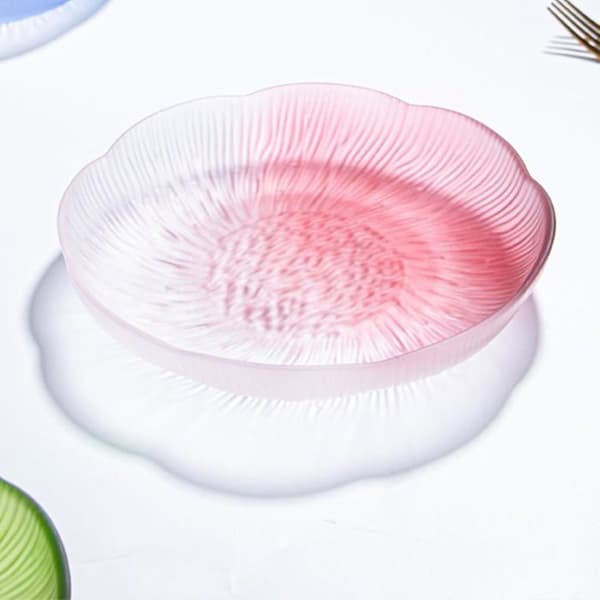 Fruktfat i kristall, serveringsbricka, multifunktionell bricka för aptitretare och sötsaker - 19,5 cm - Rosa