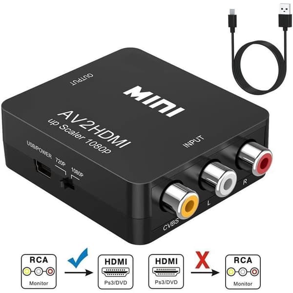 Adapter - Mini-omformer - 1080P - Plug and Play - Svart
