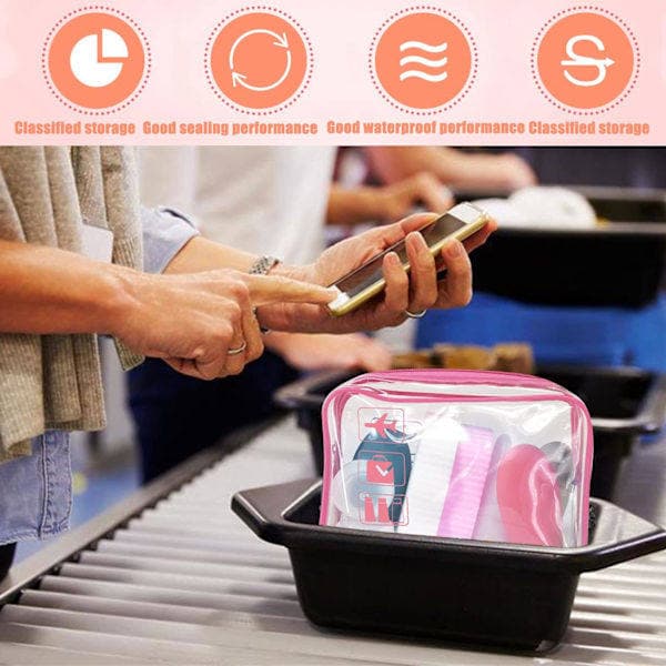 Transparent necessär 1 liter TSA-godkänd rose Red 4pc