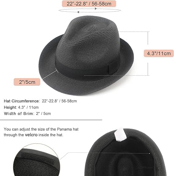 Dame solhatt, kort brem, Panama reisefedora, sommerhatt, sammenrullbar strandhette for kvinner UPF 50+