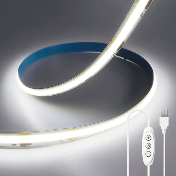 2M 5V USB COB LED-list, Kallvit 6000K, Dimbar Kapbar LED-list, Flexibel LED-ljuslist för Sovrum