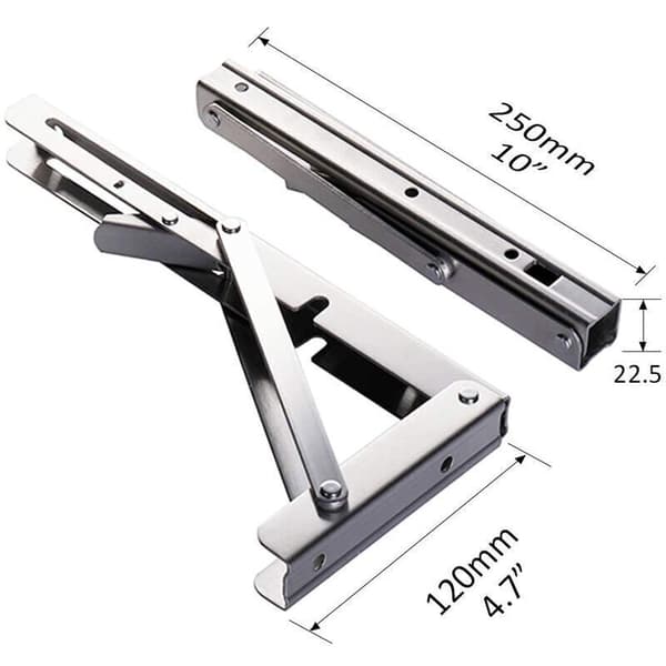 250 mm fällbart fästfäste – 304 rostfritt stål – Maxlast 80 kg – Väggfäste för hylla – 2-pack