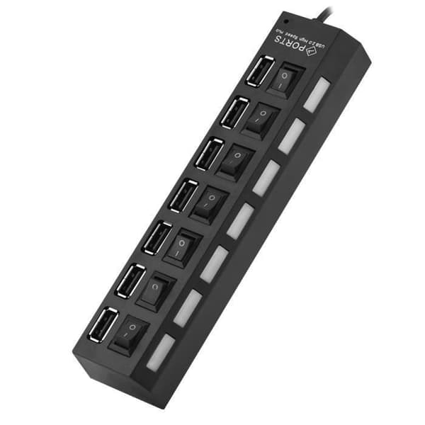480 Mbps 7-ports USB-hub, konfliktfri Plug & Play USB 2.0-hub til mus, printer og scanner