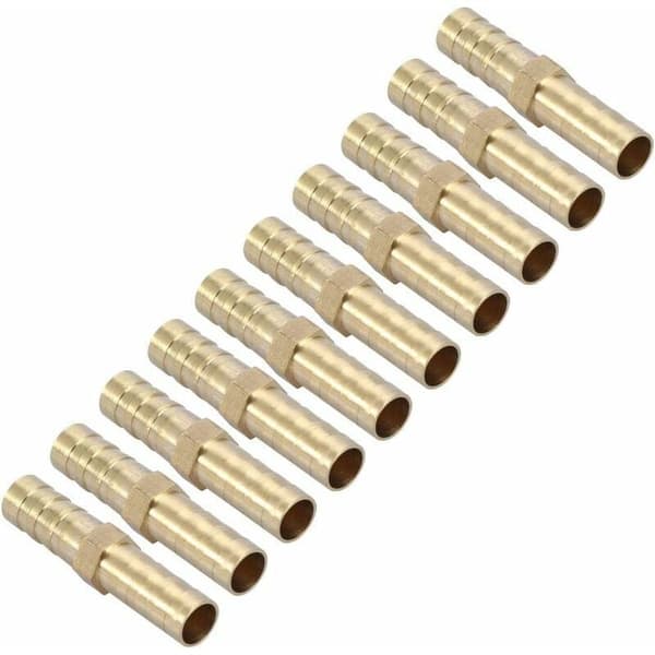 (6mm 10 stk) Tovejs lige rørfitting med modhager Messingfitting Rørforbinder Samling 6/8/10/12/14/mm