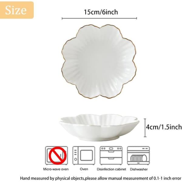 Porcelæns serveringsfad, keramisk blomsterbakke med metalfælg, ideel serveringsskål til bryllupper - 16.8