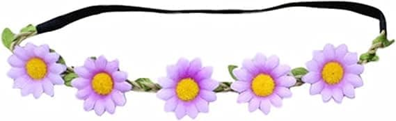 6 stk. solsikkekroner pannebånd bohemsk blomster elastiske hårbånd brudebildekrans hodeplagg for jenter og kvinner
