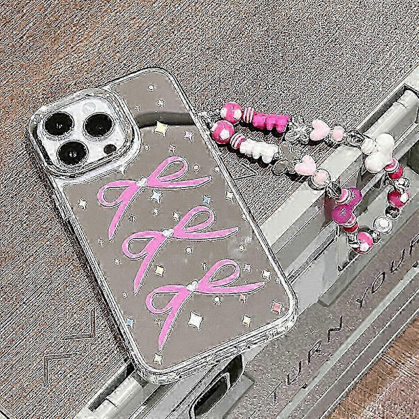 Fantasy Mirror Bowknot Chain Apple Phone Case Full Coverage Shockproof iPhone XR iPhone 15 Plus