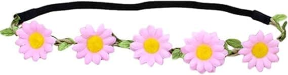 6 stk. solsikkekroner pannebånd bohemsk blomster elastiske hårbånd brudebildekrans hodeplagg for jenter og kvinner