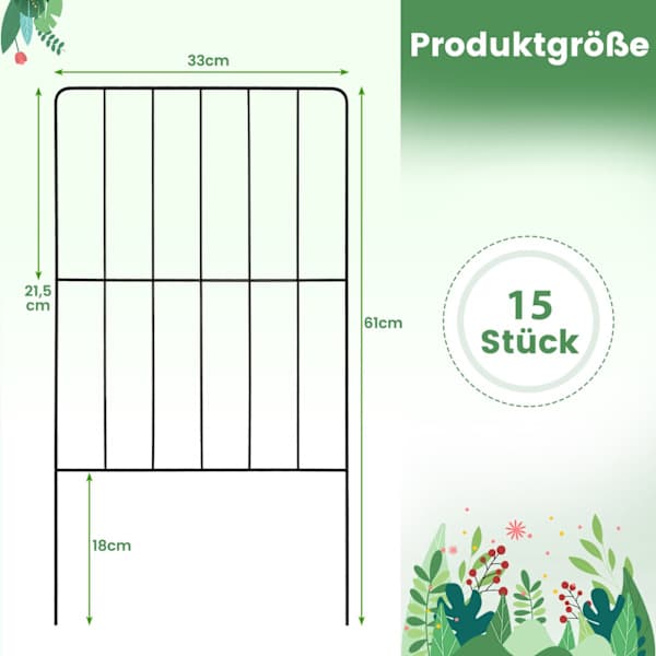 Dekorativt metalhavehegn, 25 stk., sort, rustfrit