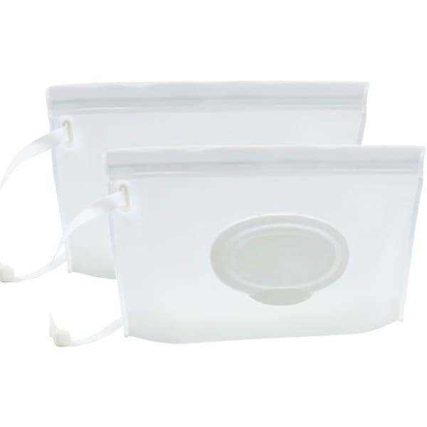 Bärbar dispenser för våtservettpåsar, återanvändbara blöjpåsar (transparent modell, 2-pack)