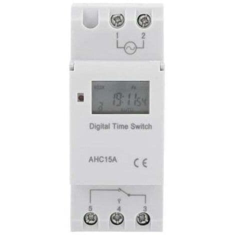 15A Ugentlig Digital Timer – 16 TÆND og 8 SLUK Programmerbar – LCD Display – DIN-skinne Montering