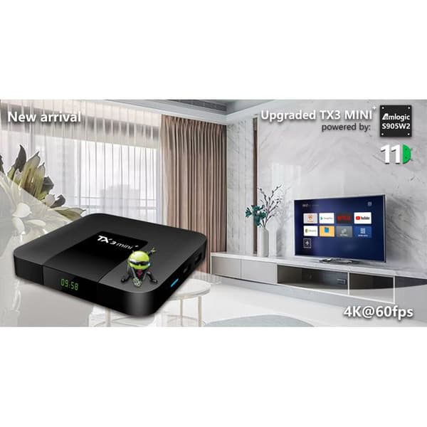 Android TV-box - RNCYN - TX3 mini - Android 10 - Quad Core - 8K - WiFi 2.4G/5GHz - Ethernet 100MBps - USB 2.0