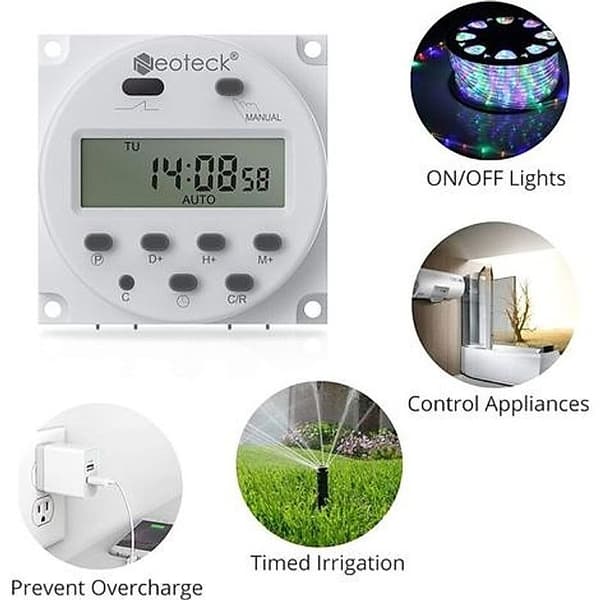 12V 16A Digital Timerstik, 16 Programmer, Vandtæt Hus, Digital LCD, Udendørs Timer