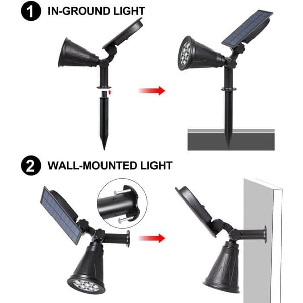 7 LED Solar Strålkastare, 2-i-1 Utomhus Solar Spotlight - 3000K IP55 180°