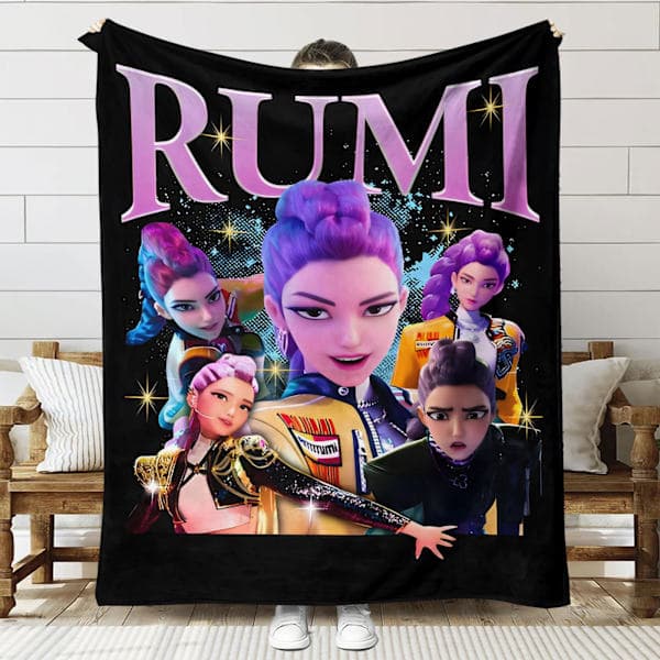 Huntrix K-Pop Printet Tæppe | Flannel Plaid til Sofa & Seng (Anime Tema) SNT068 150+130cm