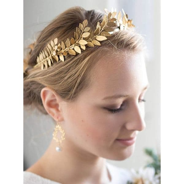 Brudekrone med blader, diadem, gull
