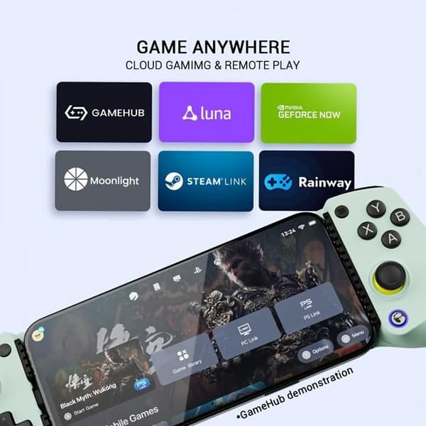 Mobil Spilcontroller til Android og iPhone 15/16 (USB-C), Hall Effect Joystick, Letvægts Ergonomisk Greb (grøn)