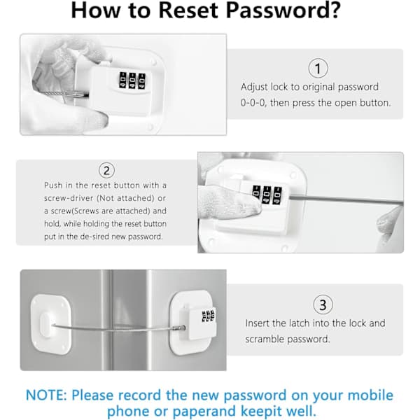 2-pak køleskabslås - Kombinationslås til køleskab sort black