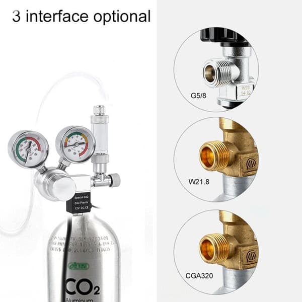 Akvarium CO2 Regulator – W01-00 CO2 – precision dubbelmätare, bubbelräknare, backventil – silver W21.8
