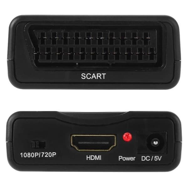SCART-til-HDMI-konverter - Adapter - 1080P HD - Understøtter flere formater - Sort