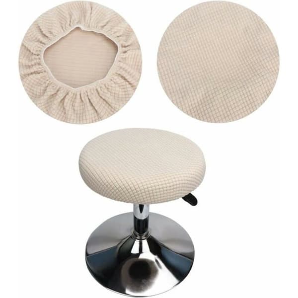 Runda pallöverdrag, 2-pack, beige, elastiska, tvättbara, mjuka och hållbara, lättskötta, bar/lounge