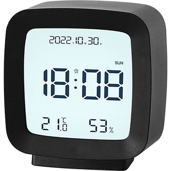 Digital väckarklocka – Temperatur-/luftfuktighetsdisplay – För sovrum, kontor – Svart