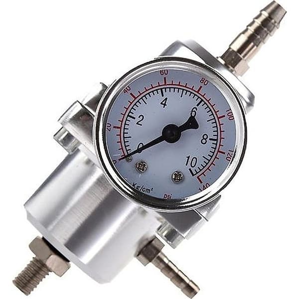 Universell justerbar bilbränsletrycksregulator med mätare silver