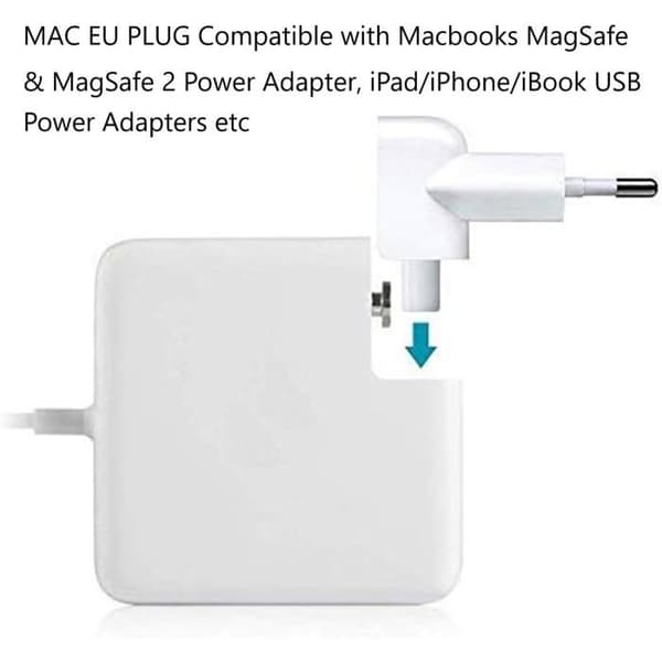 Sæt med 2 europæiske strømadaptere til MacBook, iPad, iPhone osv.