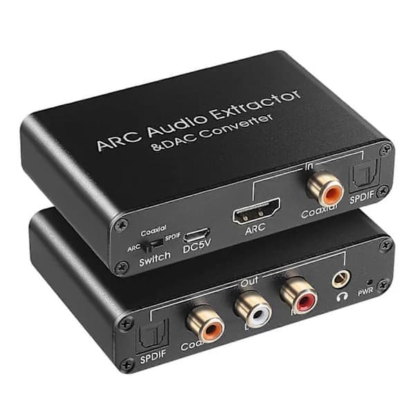 Audio Extractor 192KHz DAC-konverter ARC Audio Extractor understøtter digital HDMI-kompatibel lyd til A Sort