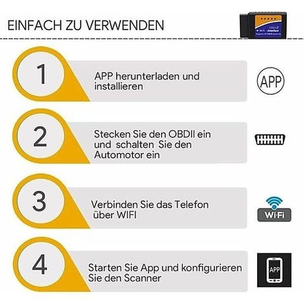 OBD2 WiFi Diagnostikverktyg - OBD II Scanner ELM327 - Kompatibel med alla OBD-II-fordon - Över 3000 felkoder
