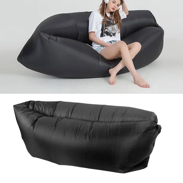 Sammenklappelig oppustelig sofa – Hurtig oppustning – Strand/Camping – Sort