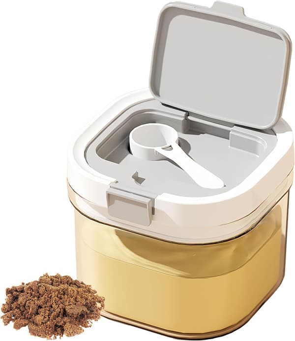Mælkepulverbeholder med ske, også velegnet til opbevaring af kaffe og tørfoder. Nem at rengøre, ideel til kaffe, mel og sukker (800 ml).