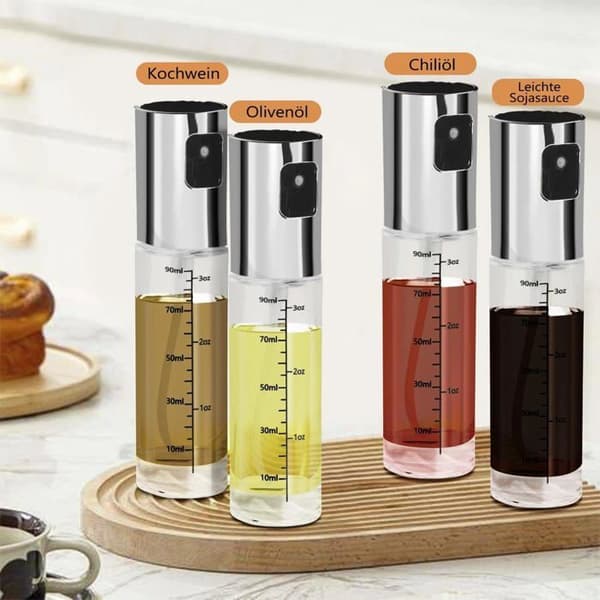 Matoljespray, 4-pack, Oljespruta, Kapacitet: 90 ml, Idealisk för matlagning, sallader, grillning