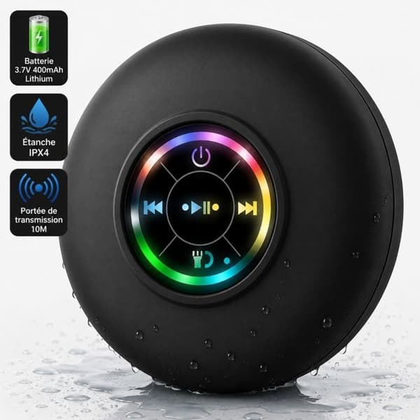 Mini Bluetooth-enhet 400mAh med LED-lys, mini Bluetooth-høyttaler, sprutsikker høyttaler (IPX4-klassifisering)