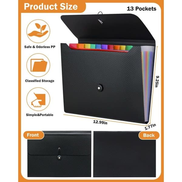 Utvidbar dokumentmappe med 13 rom, A4/Letter-format