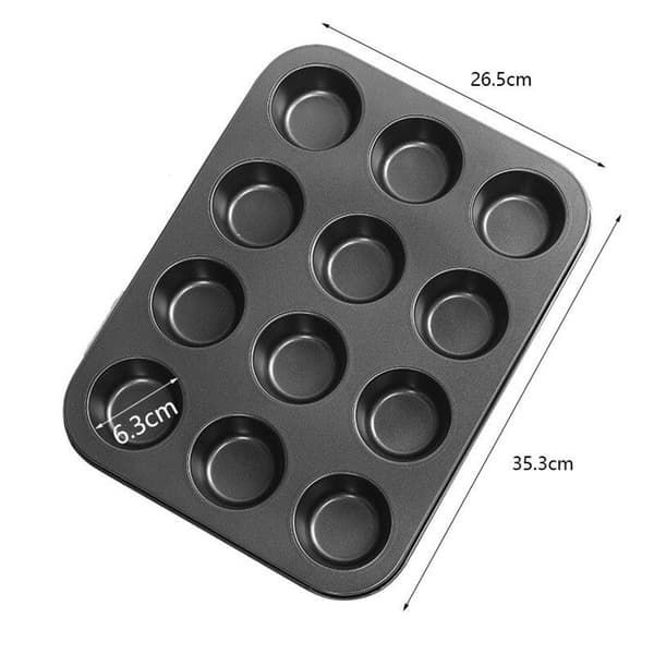2 muffinforme med 12 rum til muffins, cupcakes, buddinger, sort