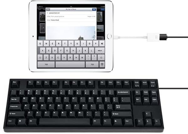 Apple Lightning til USB-kameraadapter, USB 3.0 OTG-kabel til iPhone/iPad til tilslutning af en kortlæser,