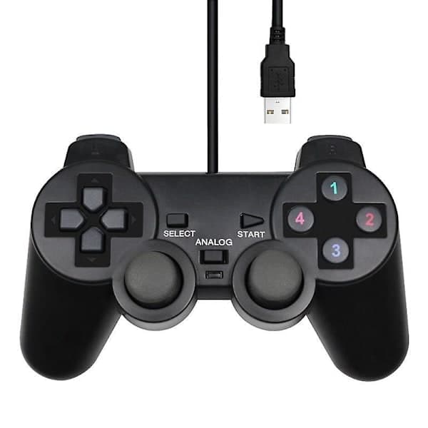 Kablet USB PC-spilcontroller til Winxp/win7/win8/win10 til PC-computer, bærbar computer, sort gamepad-joystick sort