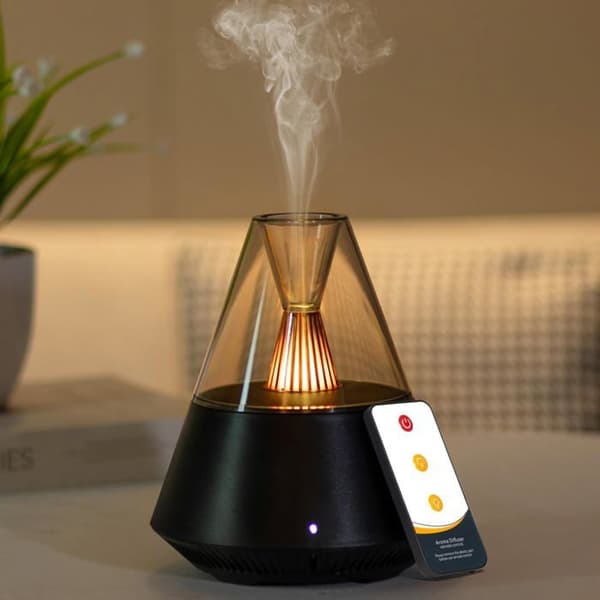 Elektrisk æterisk oliediffuser, aromaterapi oliediffuser med fjernbetjening, automatisk slukning, 7 LED-lys