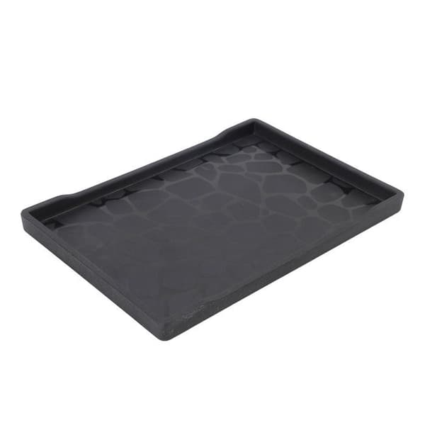 Serveringsbricka – halkfri plast – svart bricka 23×15,9 cm för te, frukt och snacks