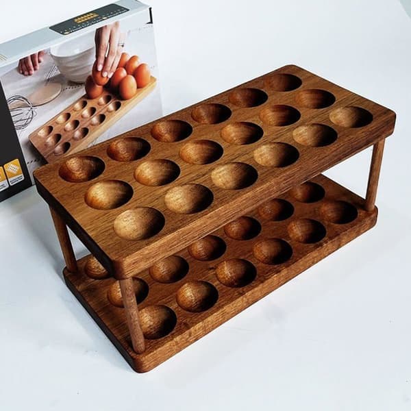 Eggoppbevaringsboks | Benkeplate eggholder | Dobbel-lags eggbrett